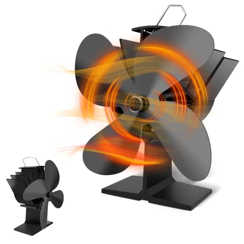 E EASTSTORM Ventilateur Poele à Bois，4 Pales Ventilateur de Poele pour Poele a Bois，Poele a Petrole Electronique，Poêle à Bois，Ne nécessite pas d'électricité pour Fonctionner et Reste Silencieux