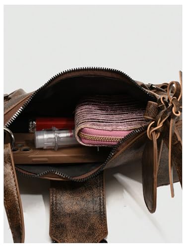 Image of GORGLITTER Women's Y2k Shoulder Bag Buckle Western Vintage Hobo Pu Leather Handbags with Coin Purse