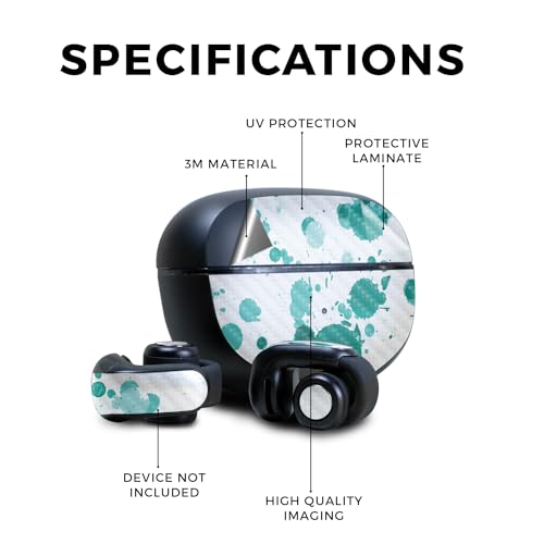 Image of Carbon Fiber Skin Compatible with Bose Ultra Open Earbuds - Teal Splatter - Premium 3M Vinyl Protective Wrap Decal Cover - Easy to Apply | Crafted in The USA by MightySkins