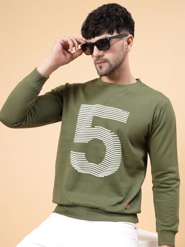 Image of Rigo Fleece Printed Round Neck Sweatshirt for Men | Full Sleeves Sweatshirt for Men | Casual Wear & Stylish Sweatshirts for Men
