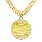 MIVEIVIA Last supper Chain for Men Iced Out Pendant Cuban Link chain for women Christian Cross Rectangle Pendant Necklace Religion Style Hip Hop Punk Rock Clubs jewelry