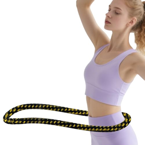 フラフープ ダイエット ソフトフラフープ ダイエット用 一体式 布製の包み 柔らかくて肉を挟まない 静音 超軽量 スプリングフラフープ ソフトスプリング ポータブル 重み付け 多機能トレーニング 室内 屋外用 男女兼用 (ブラックイエロー)