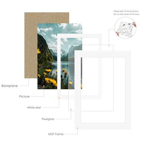 Picrit 20x30 Frame 3 Pack, White Poster Frame, Display Poster 18 x 24 with Mat or 20 x 30 without Mat for Horizontal or Vertical Wall Mounting