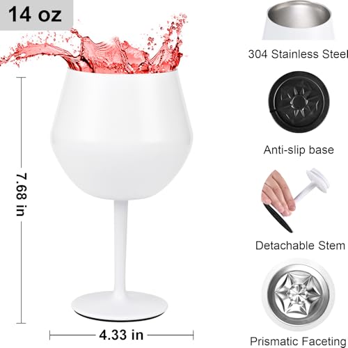 Siyaluens 2-in-1 Insulated Wine Glass with Detachable Stem, White #TOP19