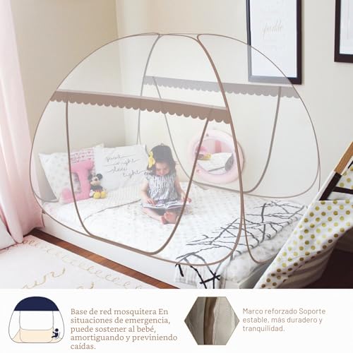 Miniatura 3 de Glkeby Mosquitera Desplegable Para Cama Doble, 150 X 200 X 150 Cm, Tienda De Campaña Portátil Grande De Viaje Con Doble Puerta Con Cremallera, Fácil Instalación, Malla Fina, Para Dormitorio