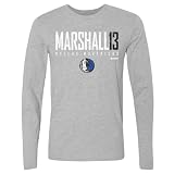 500 LEVEL NBA Naji Marshall Dallas Mavericks Elite Men's Long Sleeve T-Shirt (Heather Gray, XL)