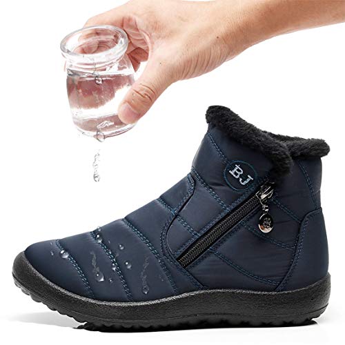 Image of Winter Snow Boots for Women Men, Lightweight Water-Resistant Boots | faux fur lining, rubber sole, warm winter wear, dog walking, errands, light snow, indoor outdoor