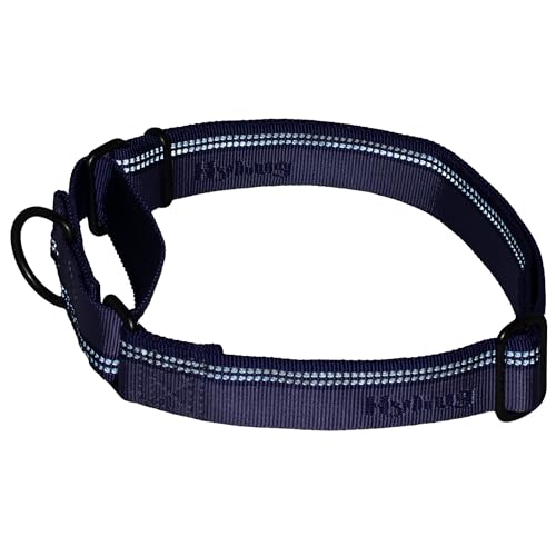 Hyhug Design, Martingale Nylon Klassische Halsbänder ,Anti-Flucht Hundehalsband. 3M Reflektierender Streifen, Komfortabel Verstellbar, Sicherer Nachtspaziergang, Hunde-ID-Tag-Montageloch