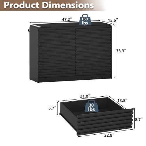 Image of Drawer Dresser (Black, 15.6 inch D x 47.2 inch W x 33.3 inch H (6 Drawers))