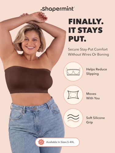 Image of SHAPERMINT Strapless Bra, No-Slip Wireless Bandeau with Sewn-in Cups
