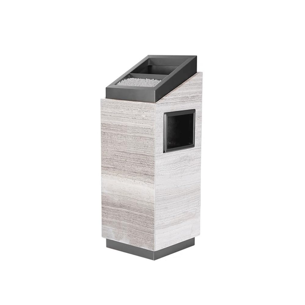 Papelera de acero inoxidable con cenicero for vestíbulo de hotel de estilo europeo, papelera vertical for entrada de ascensor y vestíbulo de mármol Outdoor Dustbins(Black)