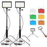 SAMTIAN Dimmable 96 LED Video Light 2 Packs 6 Color Filters USB Photography Lighting 3 Light Effects Tabletop Studio Lighting with Adjustable Tripod Stand for YouTube/ Photography Shooting/ Streaming