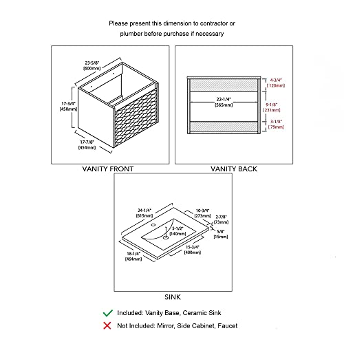 24 Inch White Bathroom Vanity With Sink, All Wood Floating Bathroom Vanity With Sink 24 Inch #TOP1