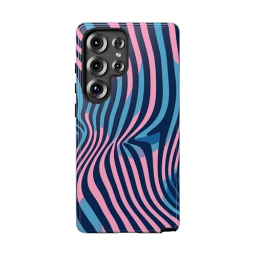 Coque rigide Samsung S25 Ultra brillante antichoc motif ondulé bleu rose