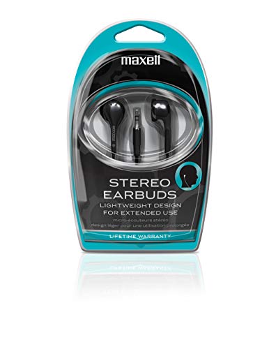 Maxell 190568 Snug Fit Stereo Sound Stylish Wired Lightweight and Comfortable Stereo Ear Buds with 3.5mm Headphone Jack