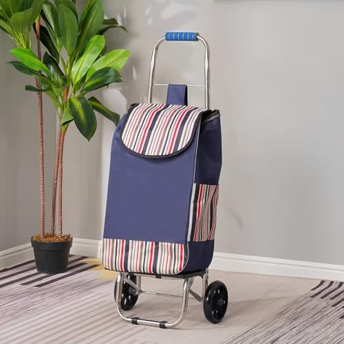 Carro de Compras Plegable con Ruedas, Carro liviano con Ruedas giratorias(F)
