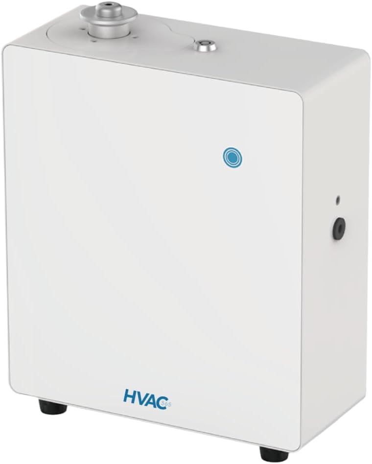 HVAC Cold Air Essential Oil Aromatherapy Diffuser for Electric Air Handler Bluetooth App Control, Lockable Design, 150ml, 2,000 sq ft Coverage, Ultra-Quiet, Frosted White Metal Finish | AD-001