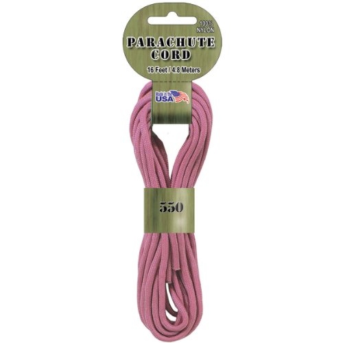 Pepperell 3mm Parachute Cord, 16-Feet, Pink