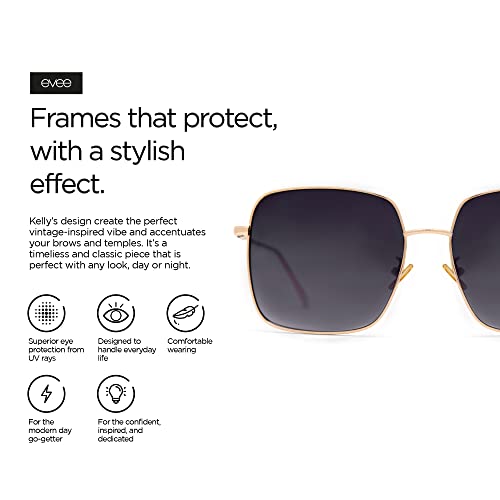 EVEE Square Oversized Sunglasses For Women with Flat Lenses and Metal Frame - (Kelly)4