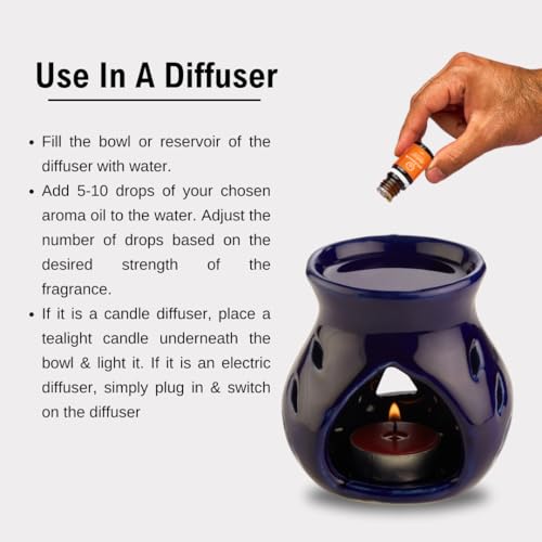 Image of ASIAN AURA Ceramic Aroma Diffuser Oil Set (10ml Each) Pack of 6| Home Fragrance & Aromatherapy | Meditation /Yoga (60 Ml, Fruit Basket)