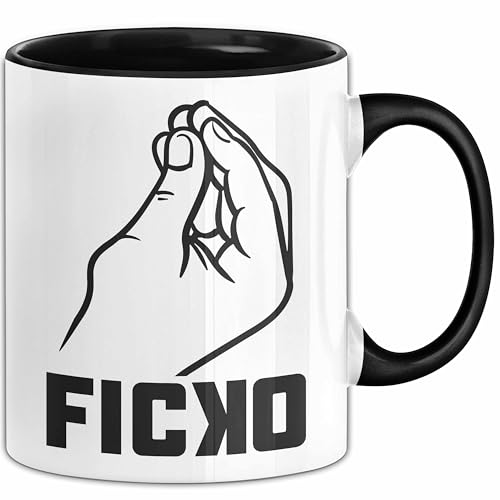 Ficko Tasse Geschenk Italien Itelienische Geste Geschenkidee Kaffee-Becher (Schwarz)