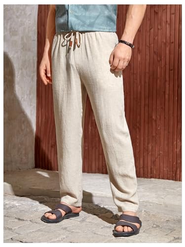Verdusa Men's Elastic Drawstring Waist Pants Casual Trousers4