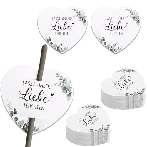 Lot de 100 bougies lumineuses à craquer pour mariage, fête, décoration pour bougies magiques et bâtons lumineux, décoration de fête, anniversaire et fêtes - Laissez notre amour briller