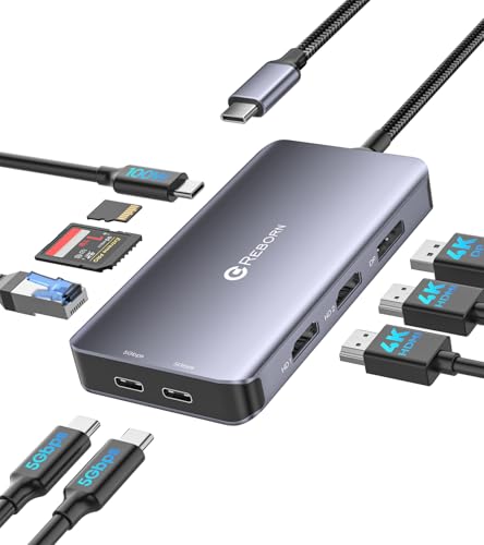 Station d'accueil triple affichage USB C avec HDMI DP et Ethernet 1 Gbit s