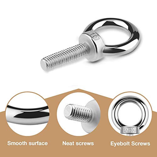 4 Stück M10 * 40mm Ringschraube Edelstahl, Außengewinde Hebering Ringschrauben ösenschraube Geschweißte Geschlossene Schraube Stange Ring Runde Augenschraube für Rolle Des Befestigens und Hängens