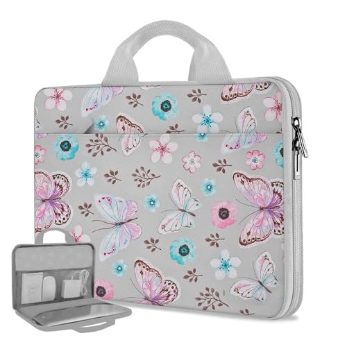 Image of Hseok Laptop Case 13.3-14 Inch Sleeve,TSA Shockproof Computer Handbag,Compatible with MacBook Neo /Pro 14 M5 /M4 /M3 /M2 /M1,All Models 13.3 inch MacBook Air /Pro,XPS 13 /14,Most 13-14 Notebooks,Butterfly