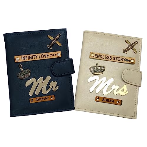 Image of Synthetic Leather Unisex Lightweight Magnetic Closure Passport Covers (Black and Cream)