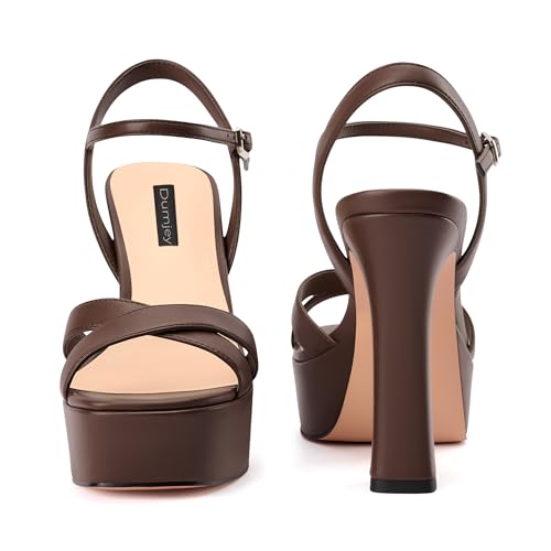 Image of Platform Heels for Women Chunky High Heel Sandals with Ankle Strap, Open Toe Dress Shoes for Work Party Evening Wedding