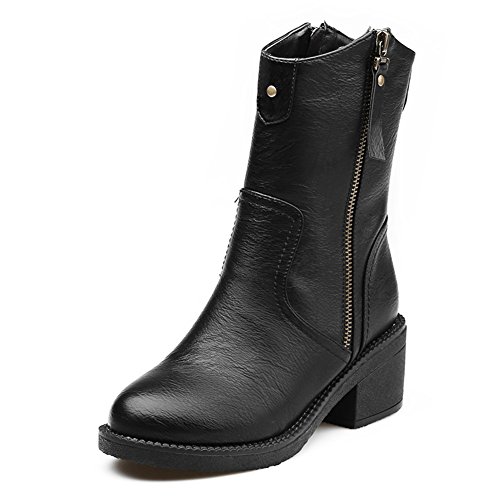 Bottes à talons hauts chaudes épaisses en velours rétro unie