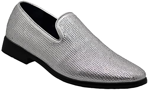 Image of SPK24 Men Vintage Spikes Sparkle Formal Tuxedo Stage Fashion Slip On Loafer Dress Shoes