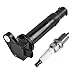 QYL Set of 4 Ignition Coil Packs UF499 & Spark Plugs 7090 BKR5EGP Fits for 2006 2007 2008 2009 2010 2011 Kia Rio Rio5 Rondo Hyundai Accent 1.6 L4