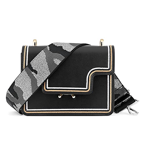 Image of Silvery Buckles Wide Shoulder Strap Adjustable Replacement Belt Crossbody Canvas Bag Handbag