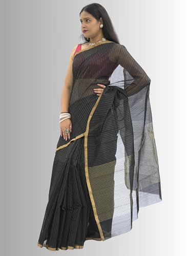 SWARN SUTRA black chanderi silk saree – image 4