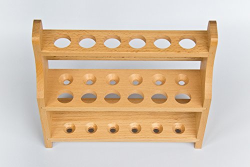 Preisvergleich Produktbild SCHWEFELFADEN Reagenzglasständer für 12 Reagenzgläser bis 18 mm Durchmesser, Reagenzglasgestell aus lasierten Holz