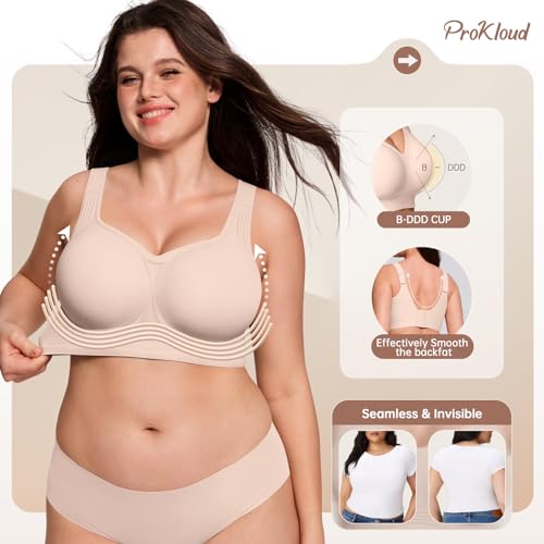 Image of ProKloud Bras for Women No Underwire Wireless Jelly Bras Full Coverage Seamless Push Up Bralettes Support Tshirt Bra