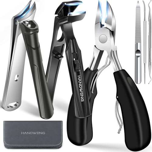 Toenail Clippers for Seniors Thick Toenails Angled Head Large Toe Nail Clippers for Thick Nails for Men Heavy Duty Ingrown Toenail Clippers with Wide Jaw Slanted Nail Clippers with Long Handle