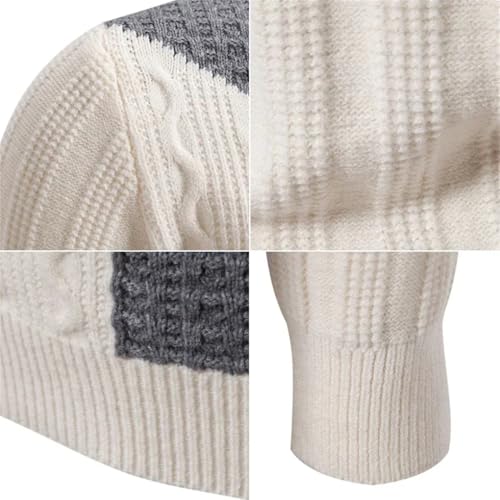 Men's Warm Patchwork Contrast Color Slim Fit Knit Sweater2