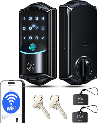 VEISE AMZ Veise VE027 WiFi Smart Lock Fingerprint Keyless Entry Deadbolt Matte Black