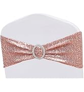 ZSJFMF Double-Sided Sequins Rose Gold Chair Sashes for Wedding Decor, Rose Gold Sequin Chair Sash...