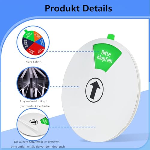 FREI - BESETZT Schild, 15cm Rundes Türschild, Office Door Sign mit Nicht im Büro-In einem Meeting-Bitte Nicht Stören/Klopfen/Warten-Bin gleich zurück, Sichtschutzschild Datenschutzschild für Büros