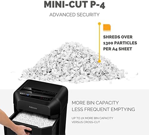 Fellowes Paper Shredder for Home Office Use - 90 Sheet Auto Feed, 9 Sheet Manual Feed Mini Cut Shredder - AutoMax 90M Hybrid Shredder with Sleep Mode Feature and 17L Bin - Advanced Security P4 - Black