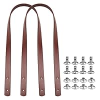 MAYJOYDIY Weiße Handtaschengriffe - 49cm Geflochtene PU Leder Tragegriffe Mit Metallverschlüssen