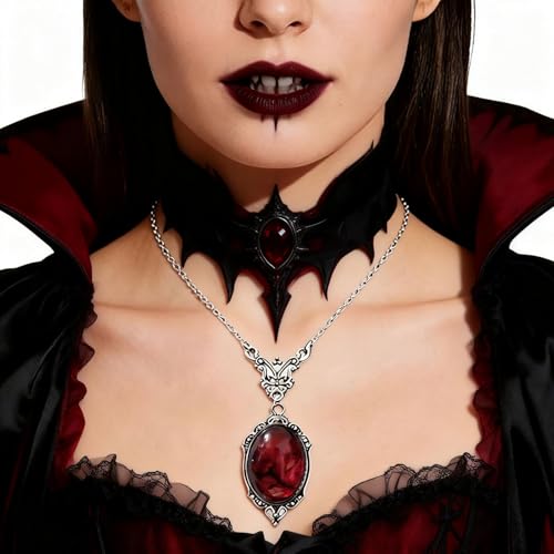 ULLKEL Gothic Vampire Necklace for Women Vintage Victorian Cameo Pendant Retro Punk Jewelry Accessory Dark Aesthetic Cosplay Outfit Steampunk Victorian Choker Costume Apparel Anniversary Surprise by ULLKEL - Used condition - Image 3