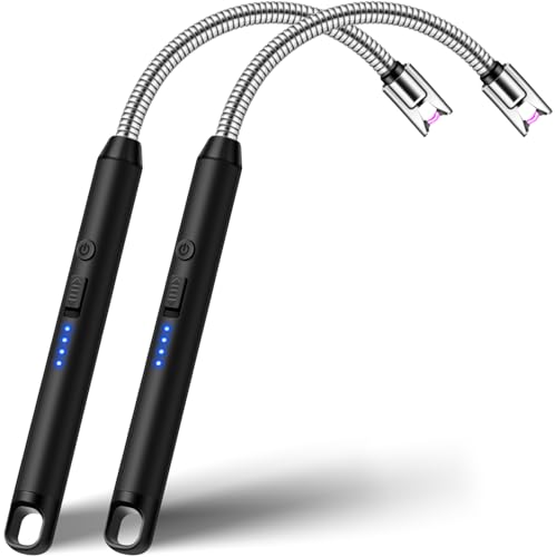 Electric Candle Lighter Rechargeable USB, Electronic BBQ Lighter, Long Reach Arc Plasma Lighters Windproof and Flameless for Scented Candles, Bbq Stove, Camping - 2 Pack