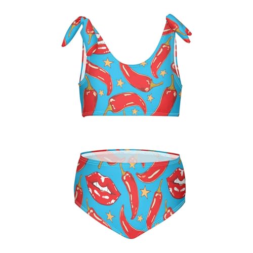 Wusikd Lips Chili Peppers Girls Swimsuits Two Piece Stars Swimwear Bikini Set for for Girls Size 3T