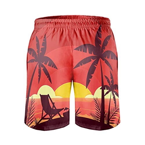 Ktewqmp Zomer zwembroek kokosnootboom mannen zwembroek zwemshorts heren met zakken lopen - Image 4